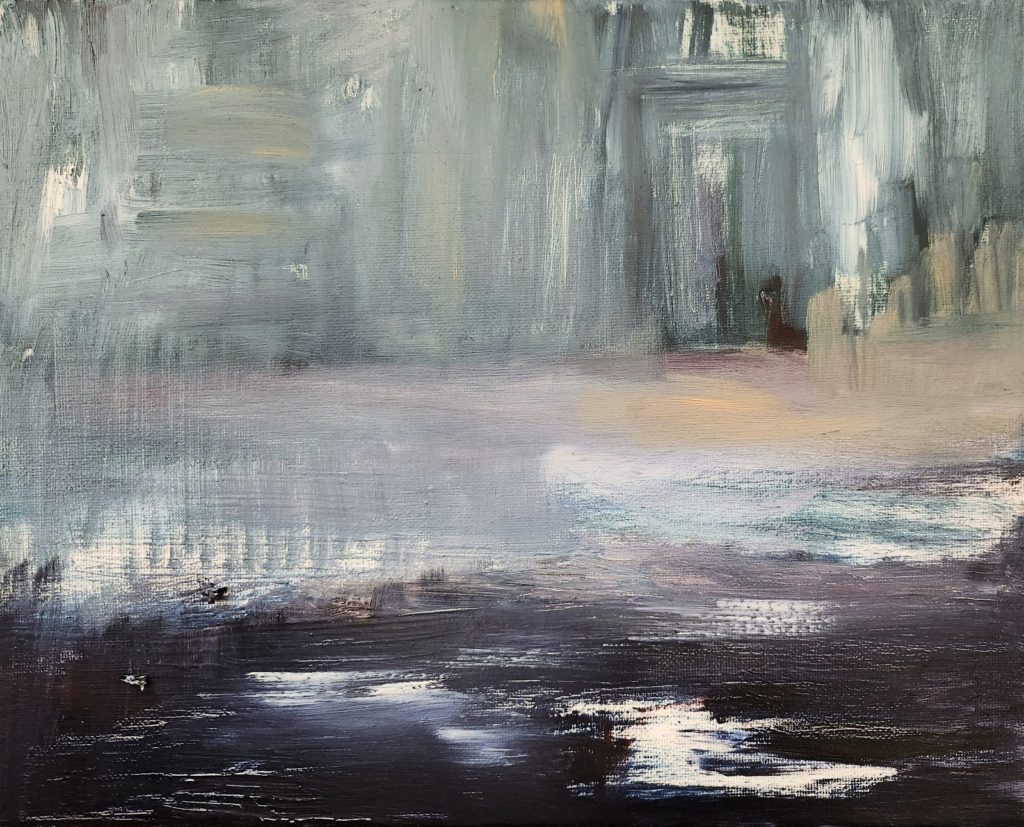 Au fond des Douves , 2024 Acrylique et huile sur toile,24x30cm